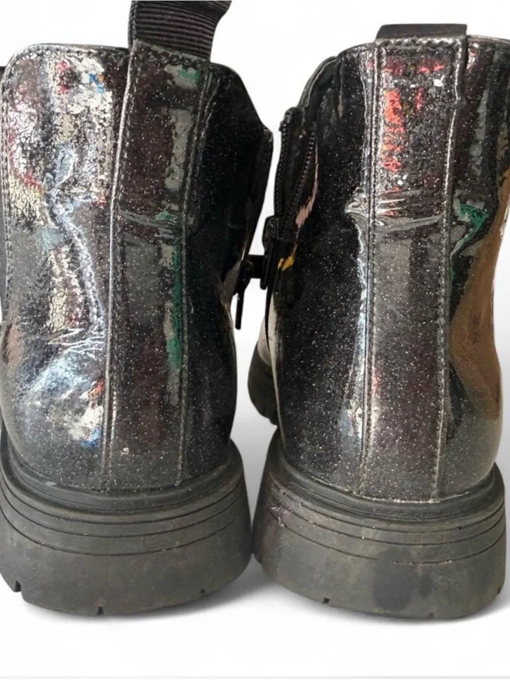 Kids Sparkle Black Chelsea Boots